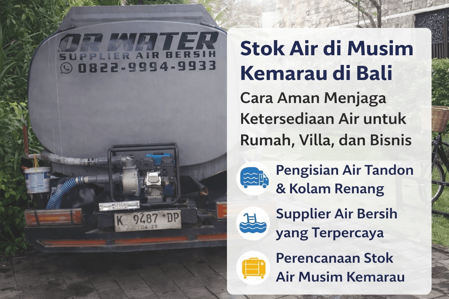 Stok Air di Musim Kemarau di Bali: Cara Aman Menjaga Ketersediaan Air untuk Rumah, Villa, dan Bisnis